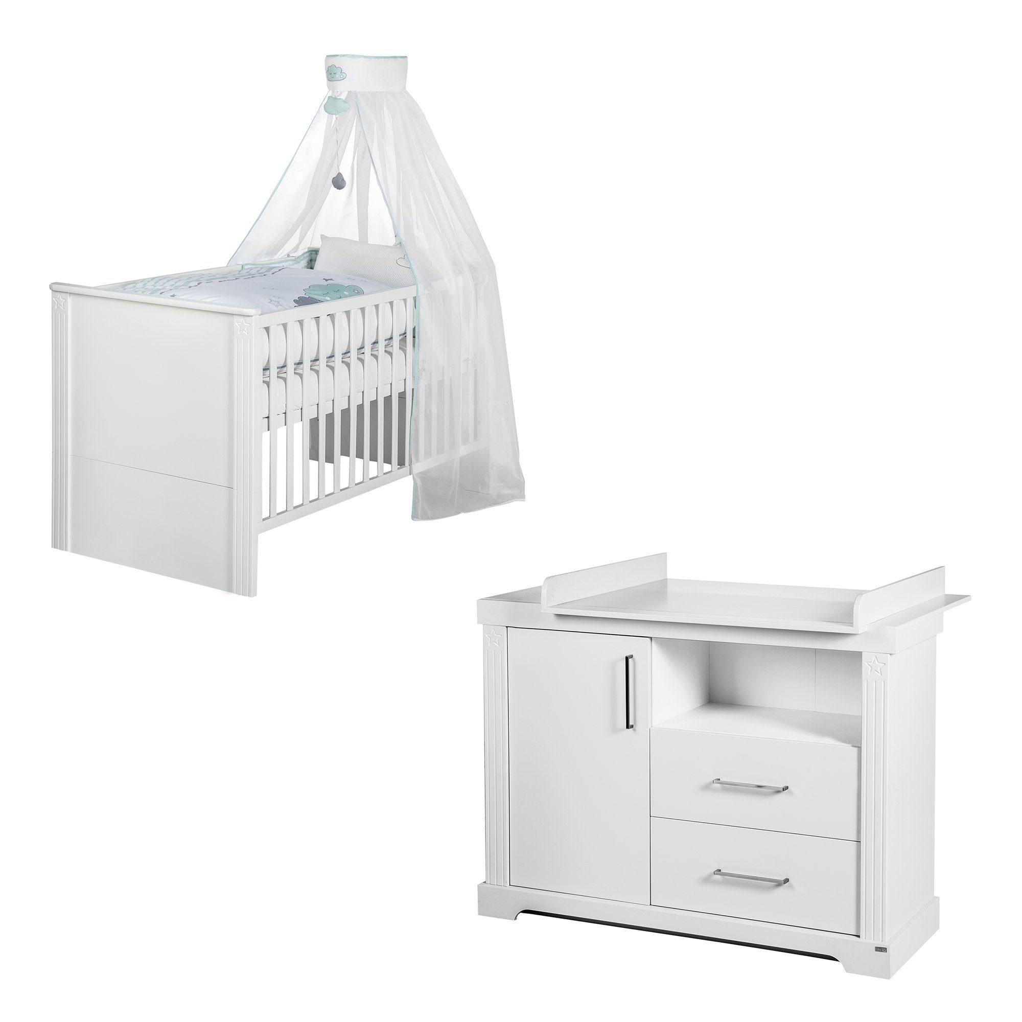 roba® Babyzimmer-Komplettset Maxi, Kombi-Bett & breite Wickelkommode
