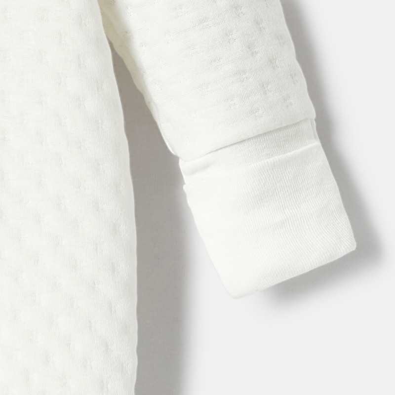 Pyjama pieds et mains amovibles en molleton reliefé 2 en 1 blanc naissance Absorba