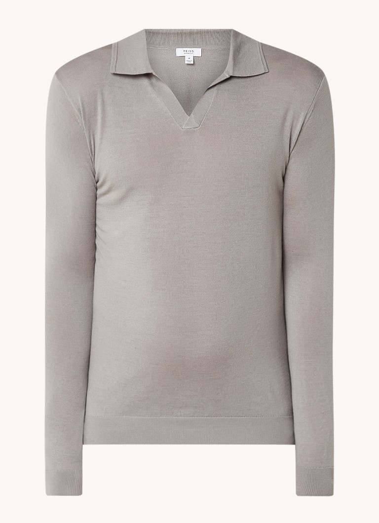 Tricou polo Reiss Milburn cu tricotaj fin și croială mulată, confecționat din lână merinos.