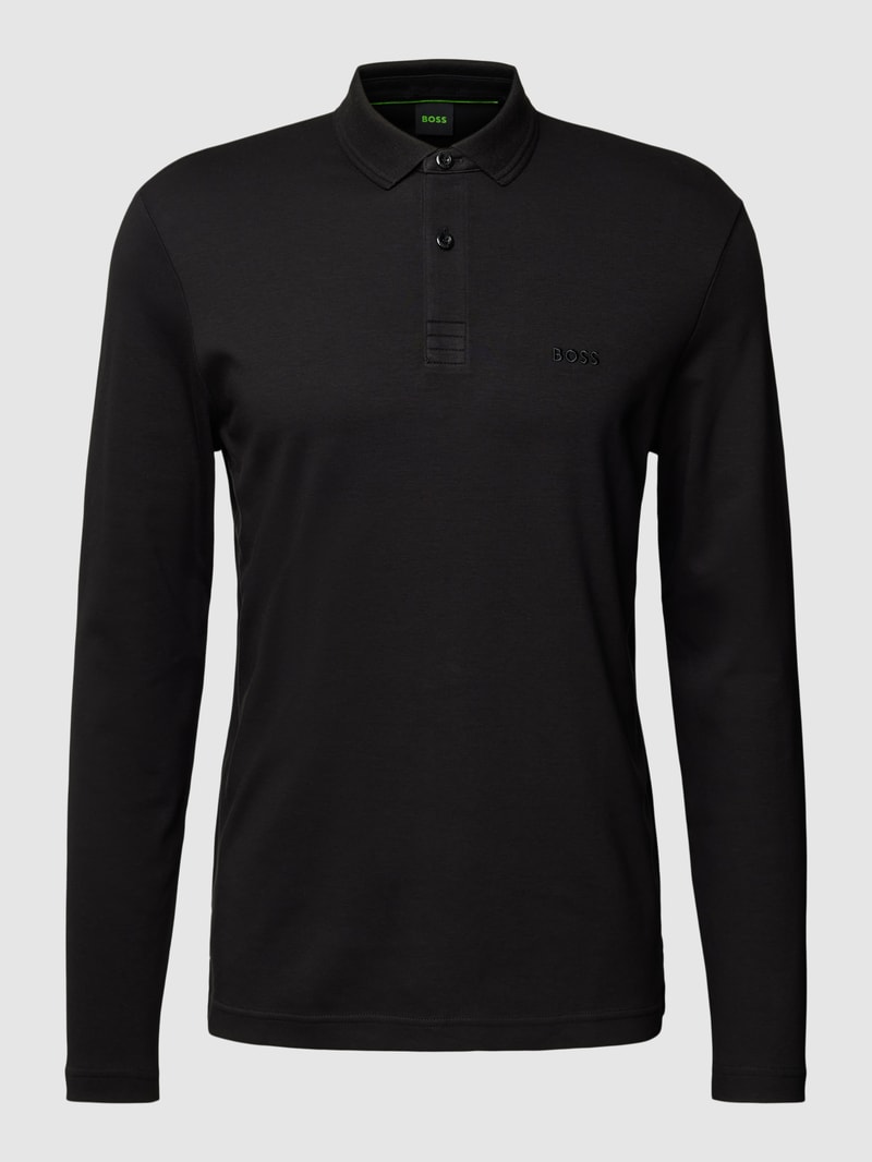 Poloshirt mit Label-Stitching Modell 'PIROL' in schwarz