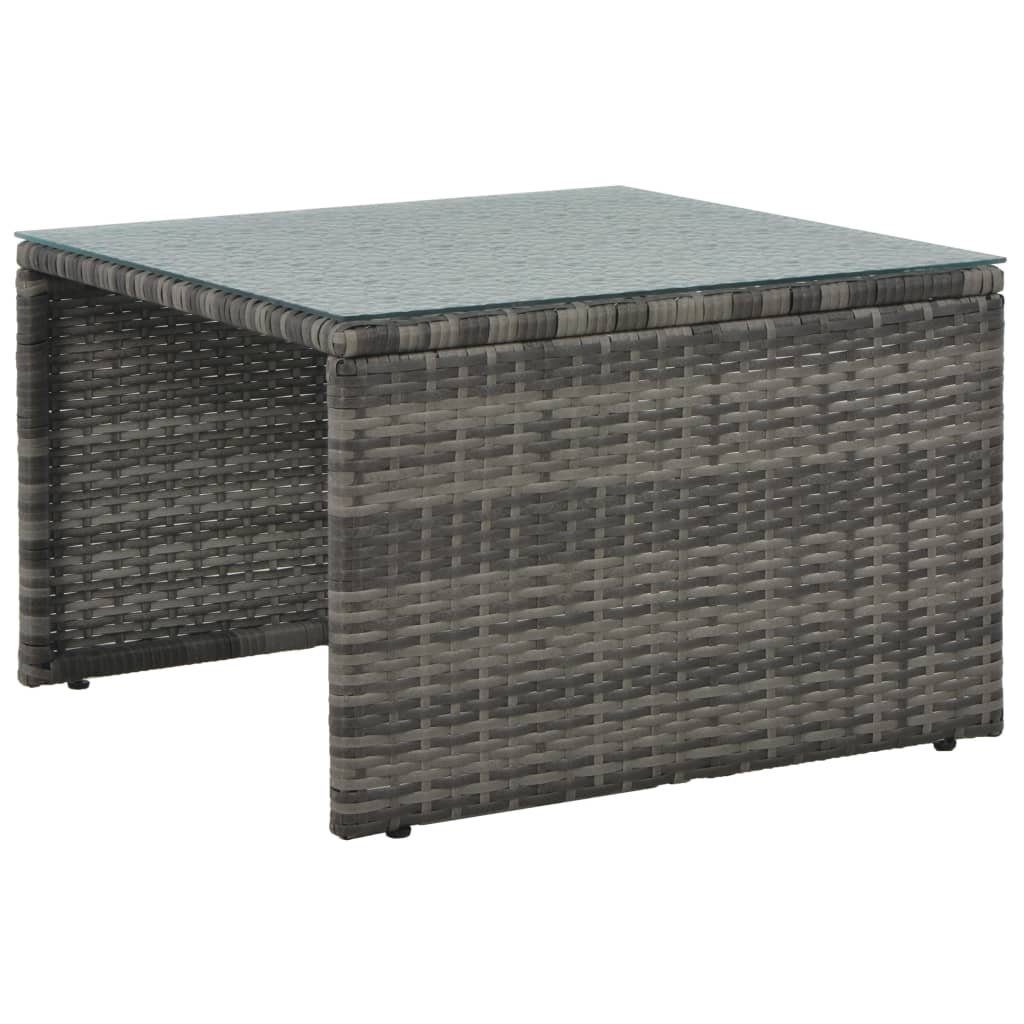 vidaXL Loungesofa 3-tlg. Garten-Lounge-Set mit Polstern Poly Rattan Grau