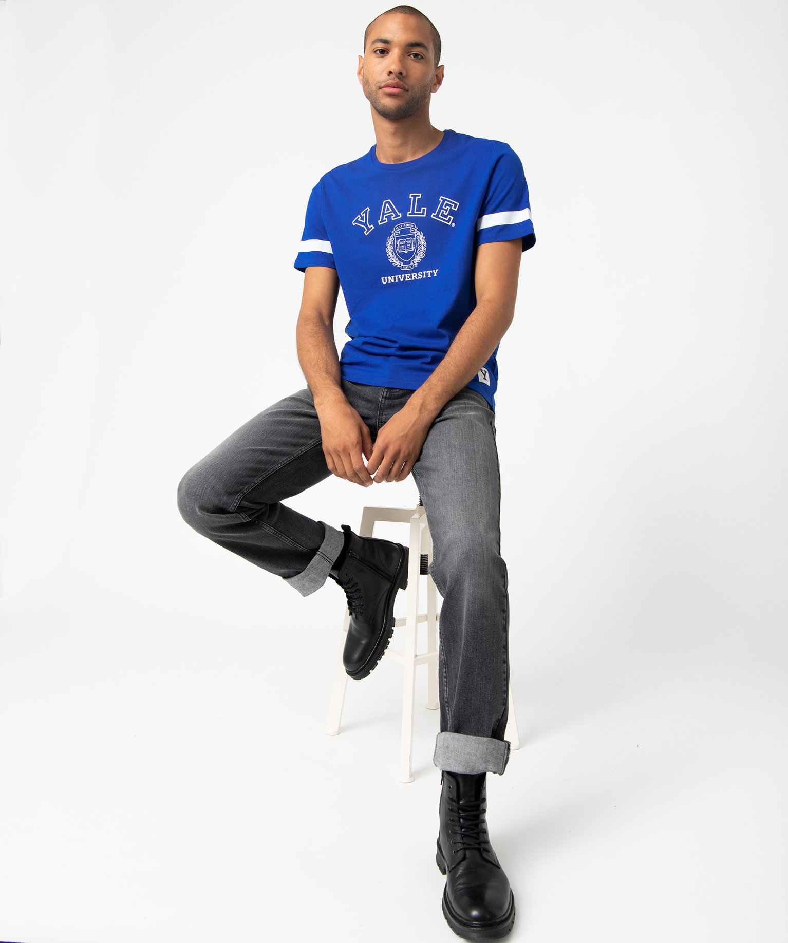 Tee-shirt homme à manches courtes avec inscriptions - Yale gris clair | GEMO