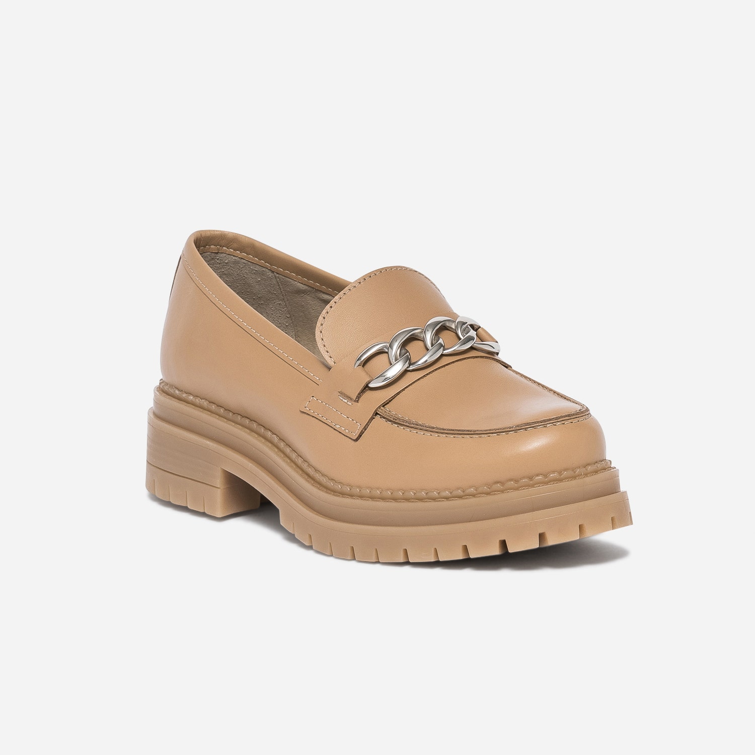 Mocassin TEXTO camel en cuir à semelle épaisse