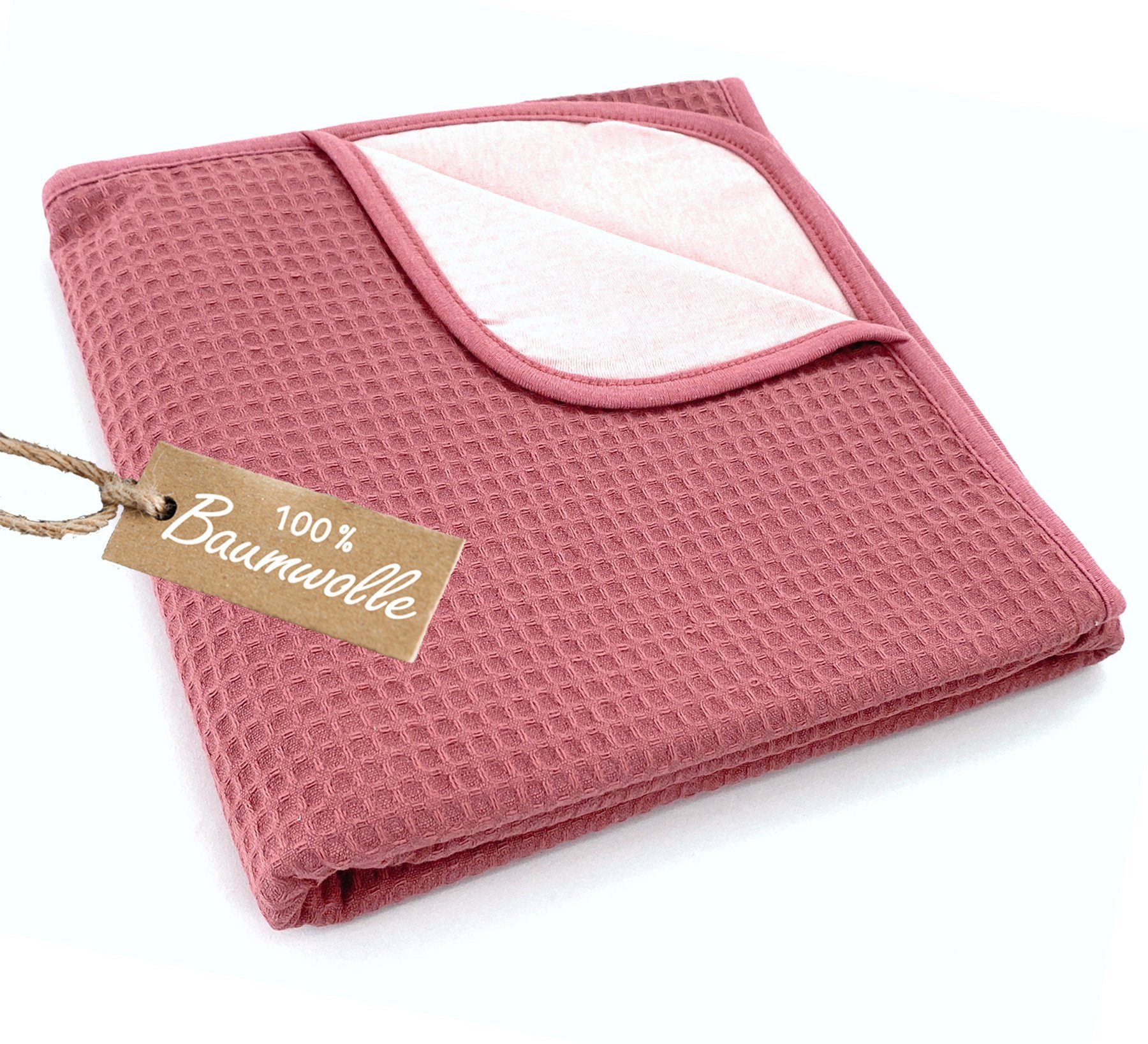 Babydecke Baby Kuscheldecke Waffelpique Jersey Decke Geburt, heimtexland, für Babybett Kinderwagen I 100% Baumwolle I schadstofffrei