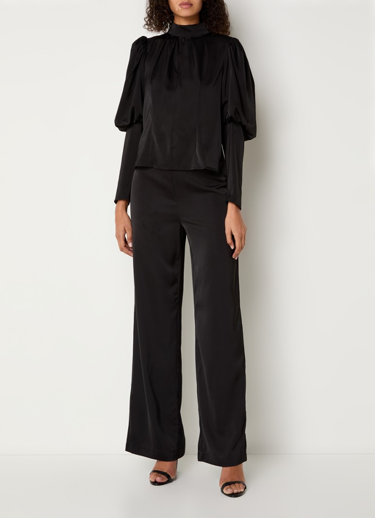 Pantaloni din satin cu talie înaltă și croială largă de la Co'Couture Adna
