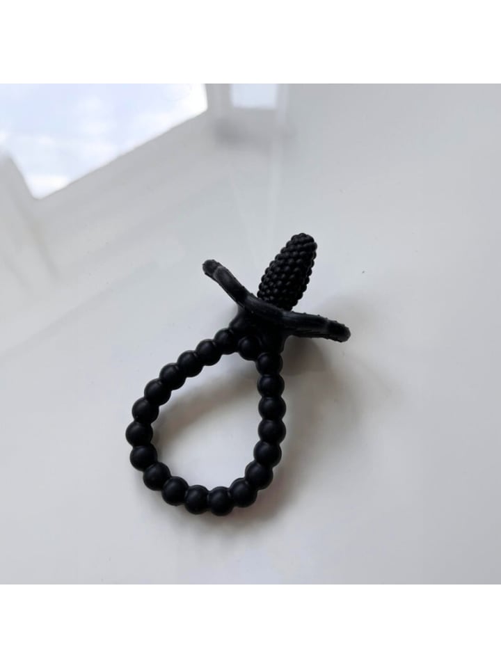RaZbaby Baby Beißring Himbeere aus Silikon - Zahnungshilfe ab 3 Monaten in Schwarz günstig kaufen onesize