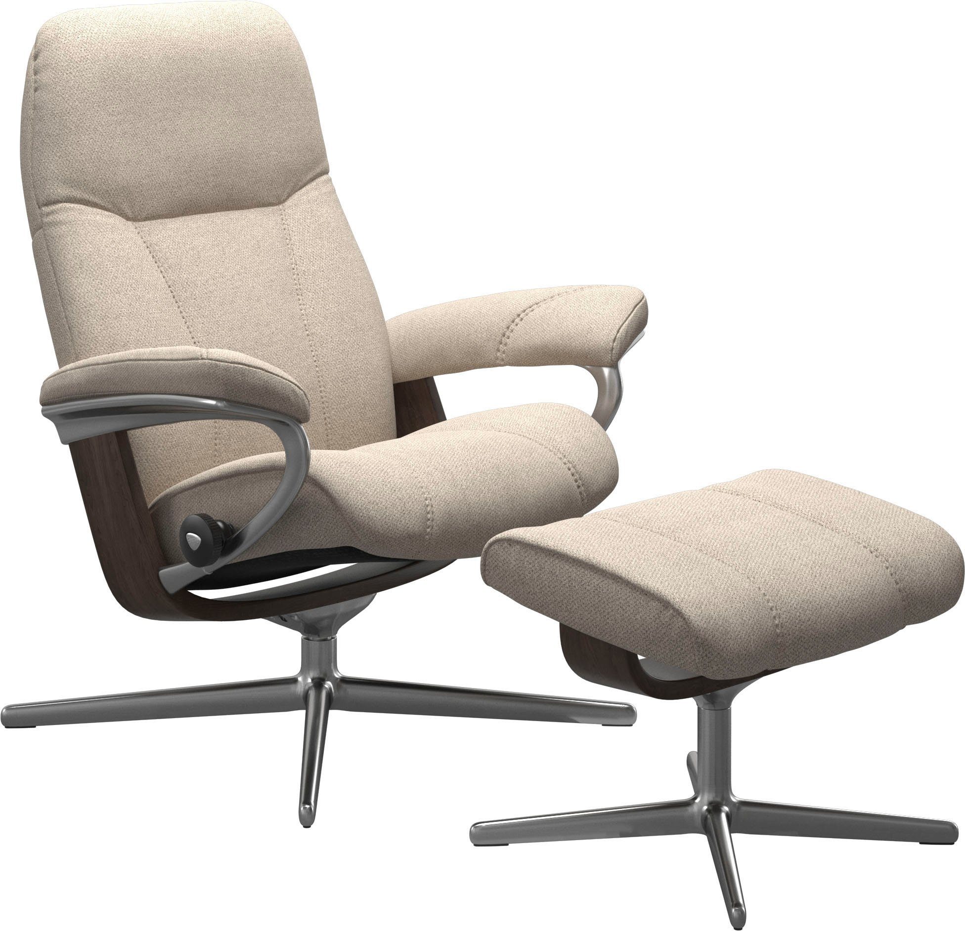 Stressless® Relaxsessel Consul (Set, Relaxsessel mit Hocker), mit Hocker, mit Cross Base, Größe S, M & L, Holzakzent Wenge