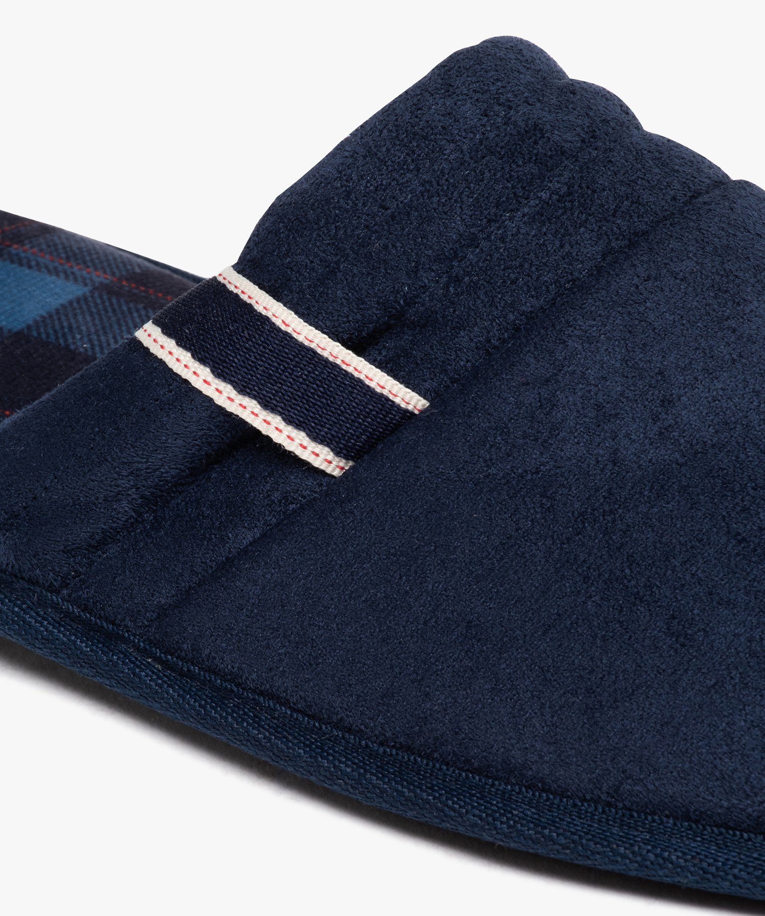 Chaussons homme mules en velours à semelle imprimée bleu | GEMO