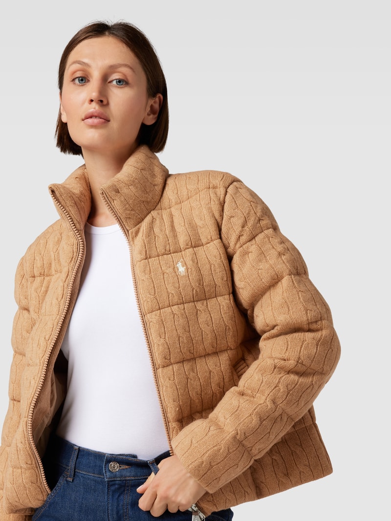 Steppjacke mit Zweiwege-Reißverschluss in cognac