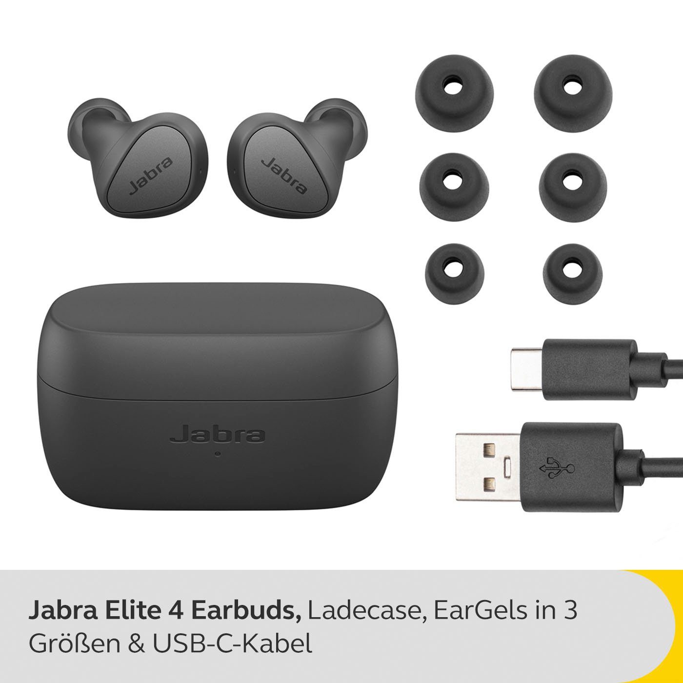 Jabra Elite 4 Bluetooth Headset wireless In-Ear-Kopfhörer (Active Noise Cancelling (ANC)