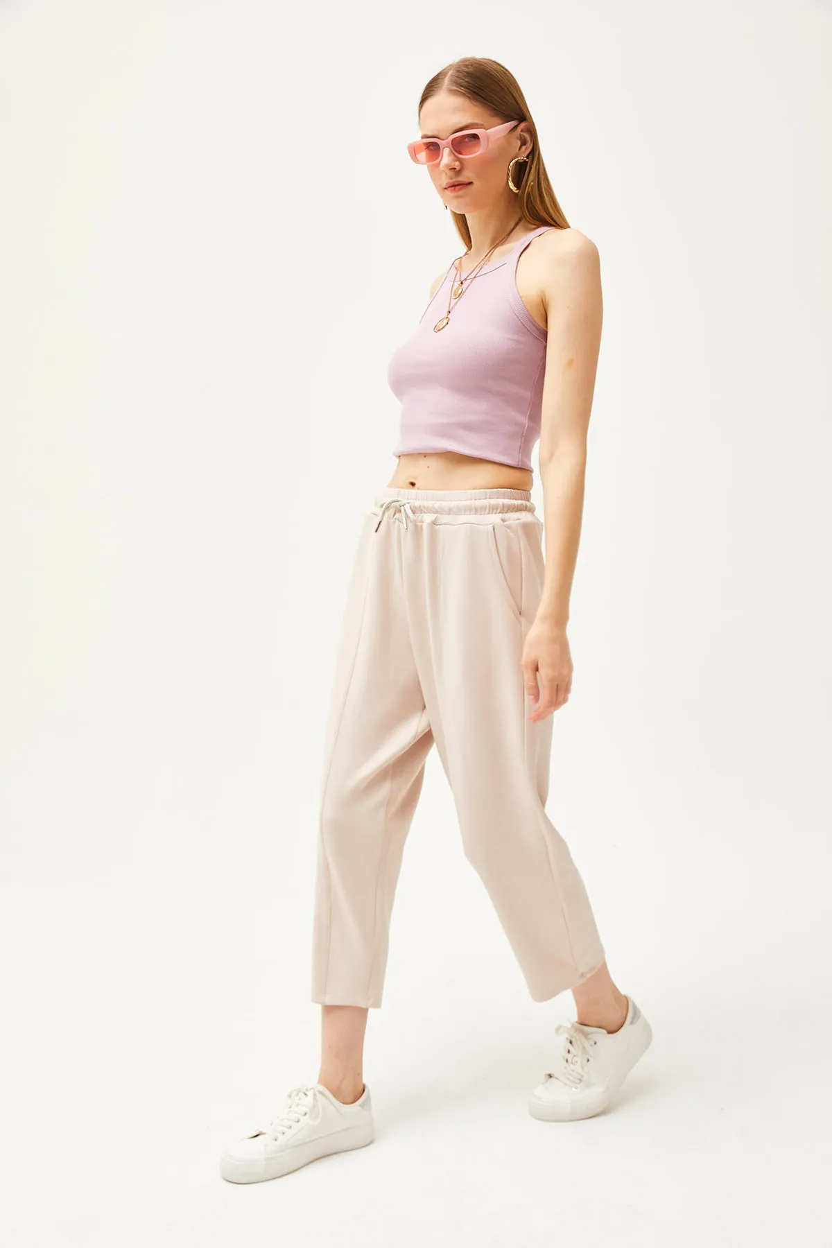 Olalook  Damen-Jogginghose aus Modal mit Pudertaschen und detaillierten, weichen, strukturierten Nähten EŞF-00000069