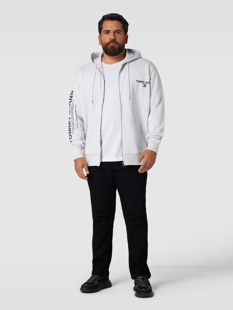 PLUS SIZE Sweatjacke mit Label-Print in mittelgrau meliert