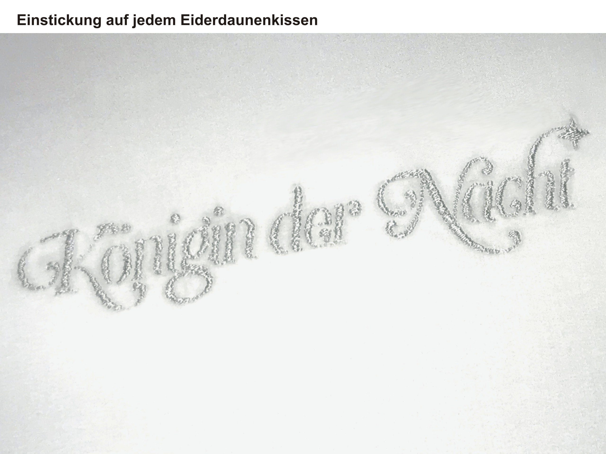 Daunenkissen ORIGINAL EIDERDAUNEN 3-Kammer-Kissen, Königin der Nacht, Füllung: isländische neue Eiderdaunen (außen), Seitenschläfer, Rückenschläfer, für Allergiker geeignet