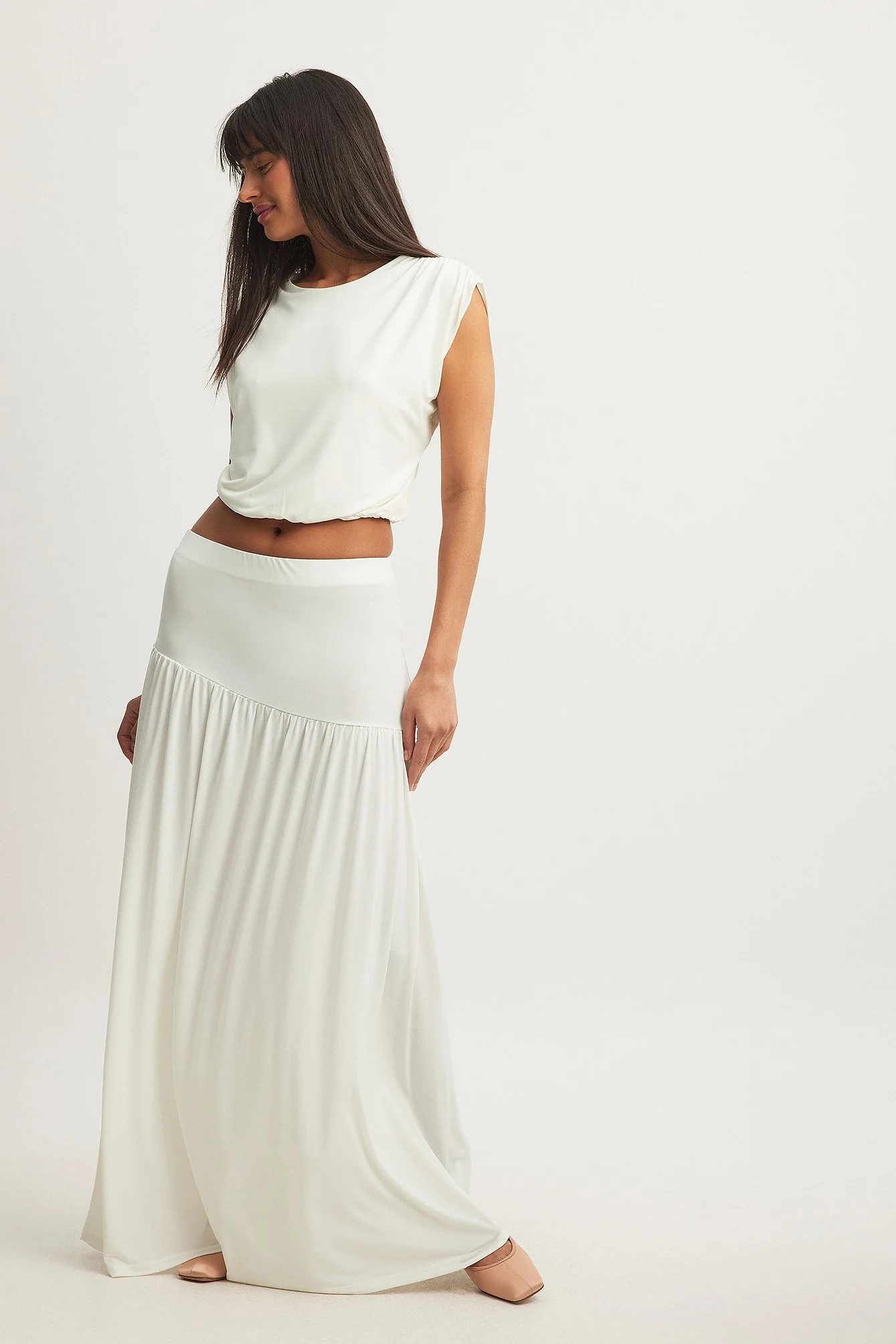 Flowy Dropped Waist Maxi Skirt