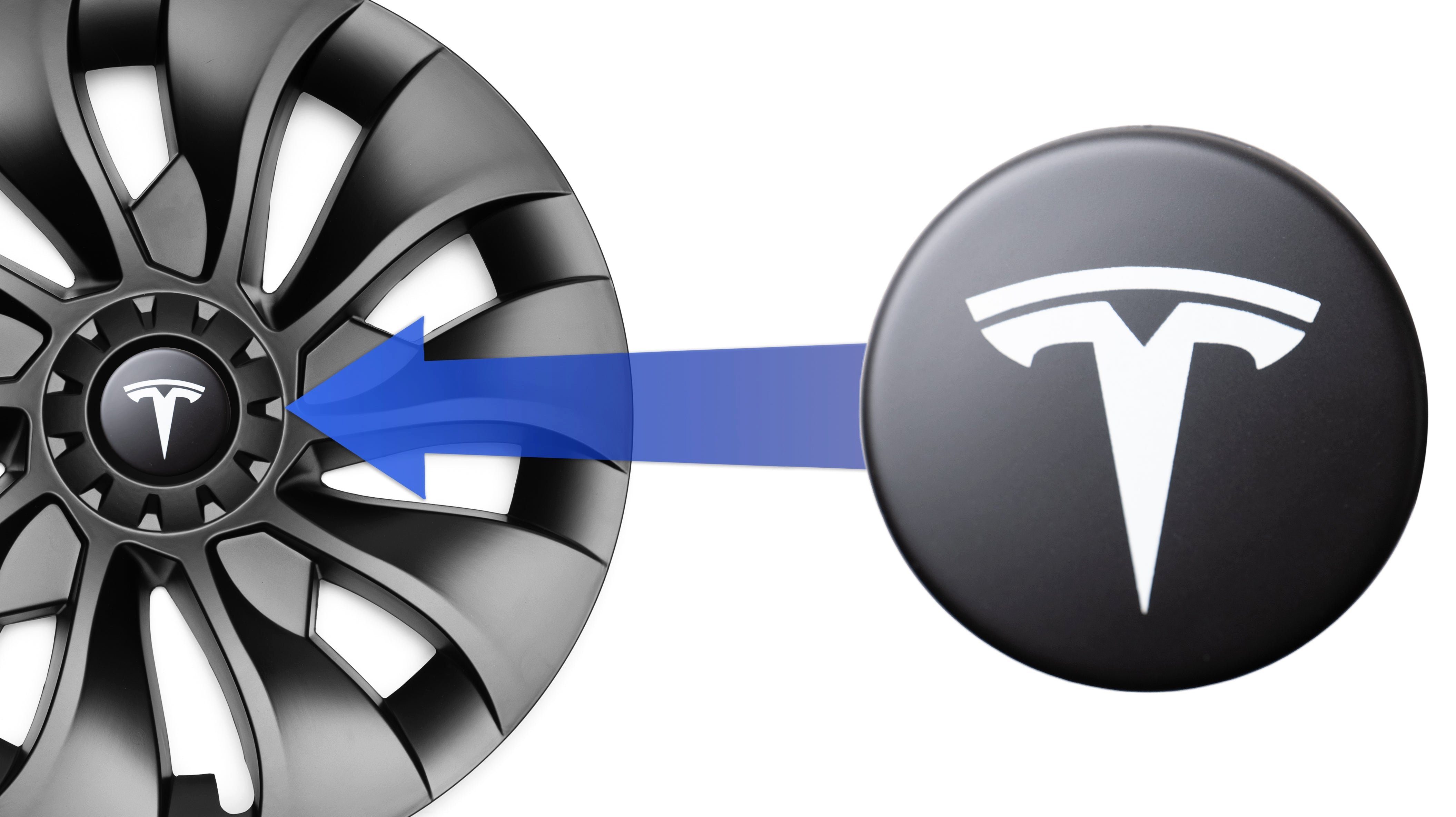Shop4EV Radkappe Logos (4x) für Radkappen des Tesla Model 3/Y