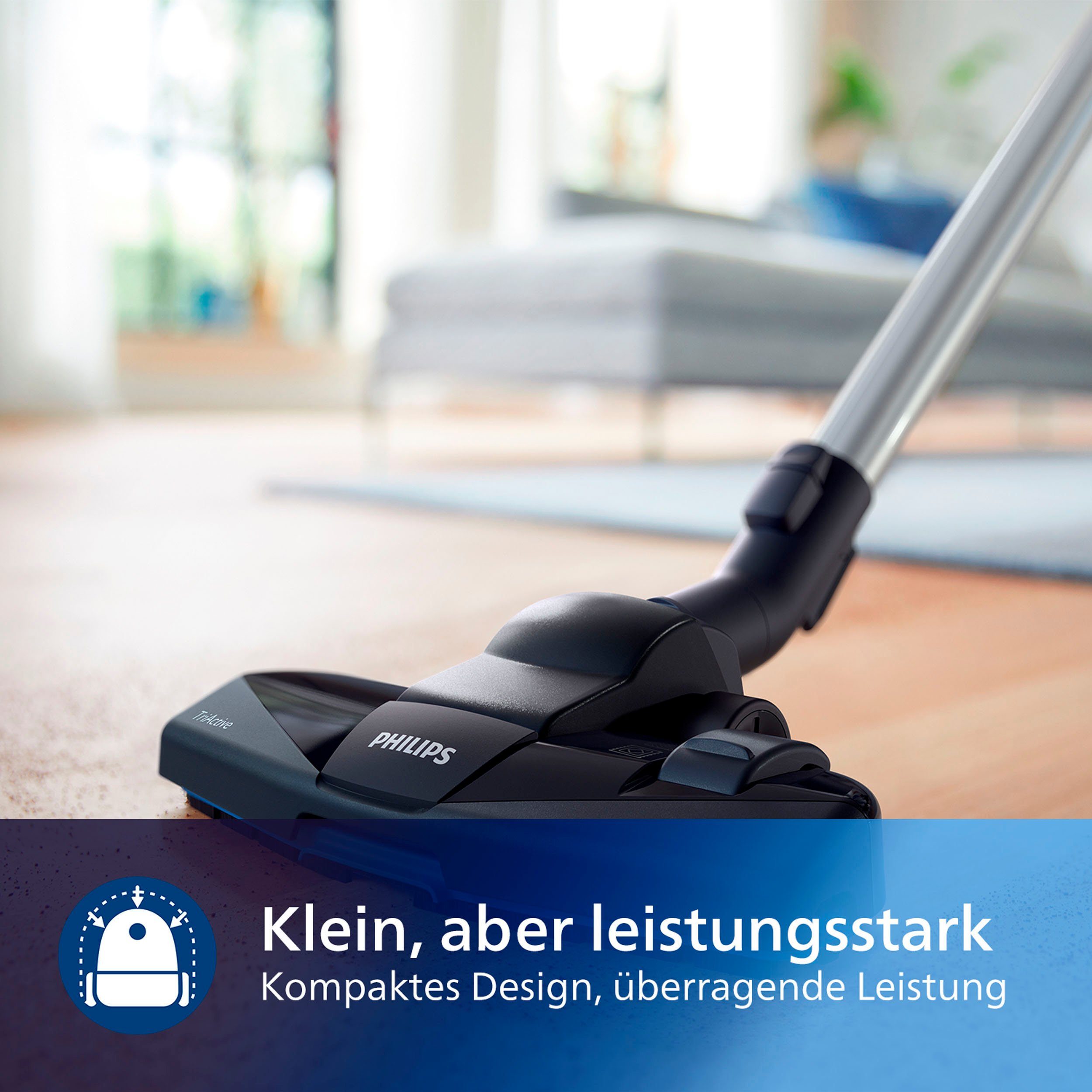 Philips Bodenstaubsauger FC9332/09, 900 W, beutellos, mit 1,5 l Fassungsvermögen und Tri-Active-Düse