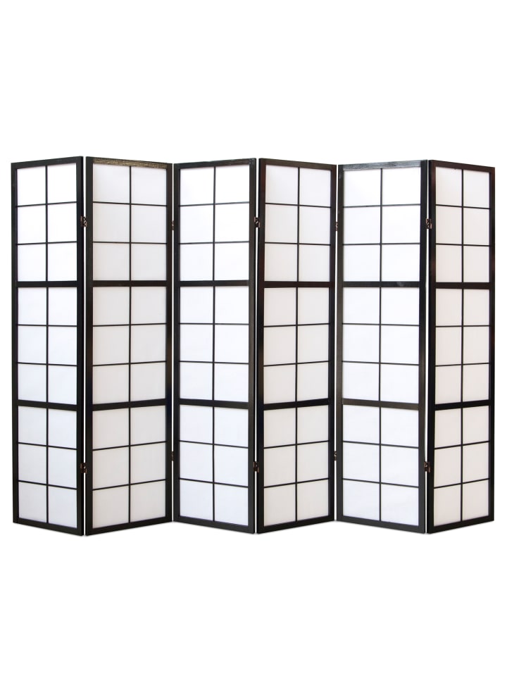 Homestyle4u 6-tlg. Paravent Shoji in Schwarz 264x175 cm günstig kaufen onesize