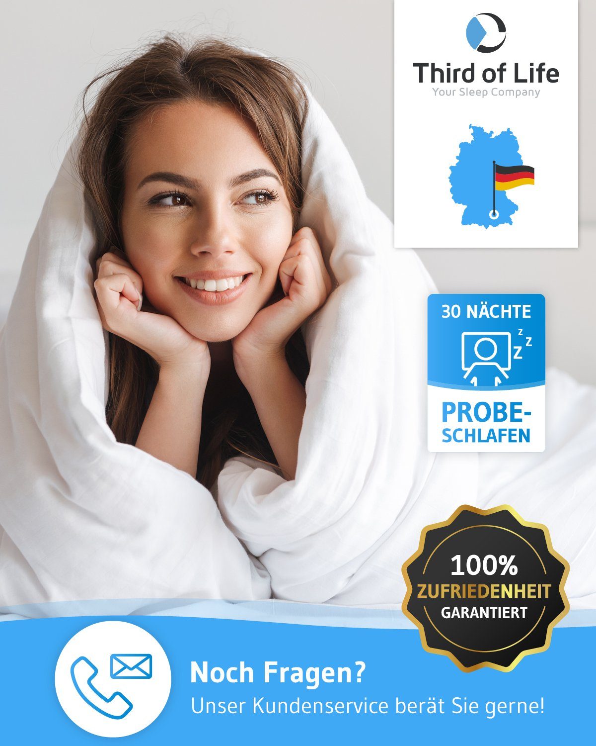 4-Jahreszeitenbett, BLANCO Ganzjahresdecke, Third of Life, Sanitized Ausrüstung gegen Bakterien & Milben, für Allergiker geeignet