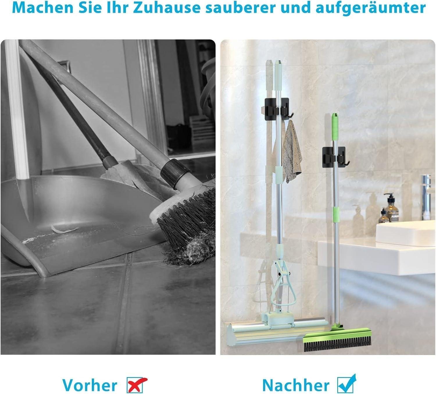 KLLGIA Wandhaken Besenhalterung Wand Besenhalter Selbstklebend Edelstahl Ohne Bohren, (5-St), Edelstahl