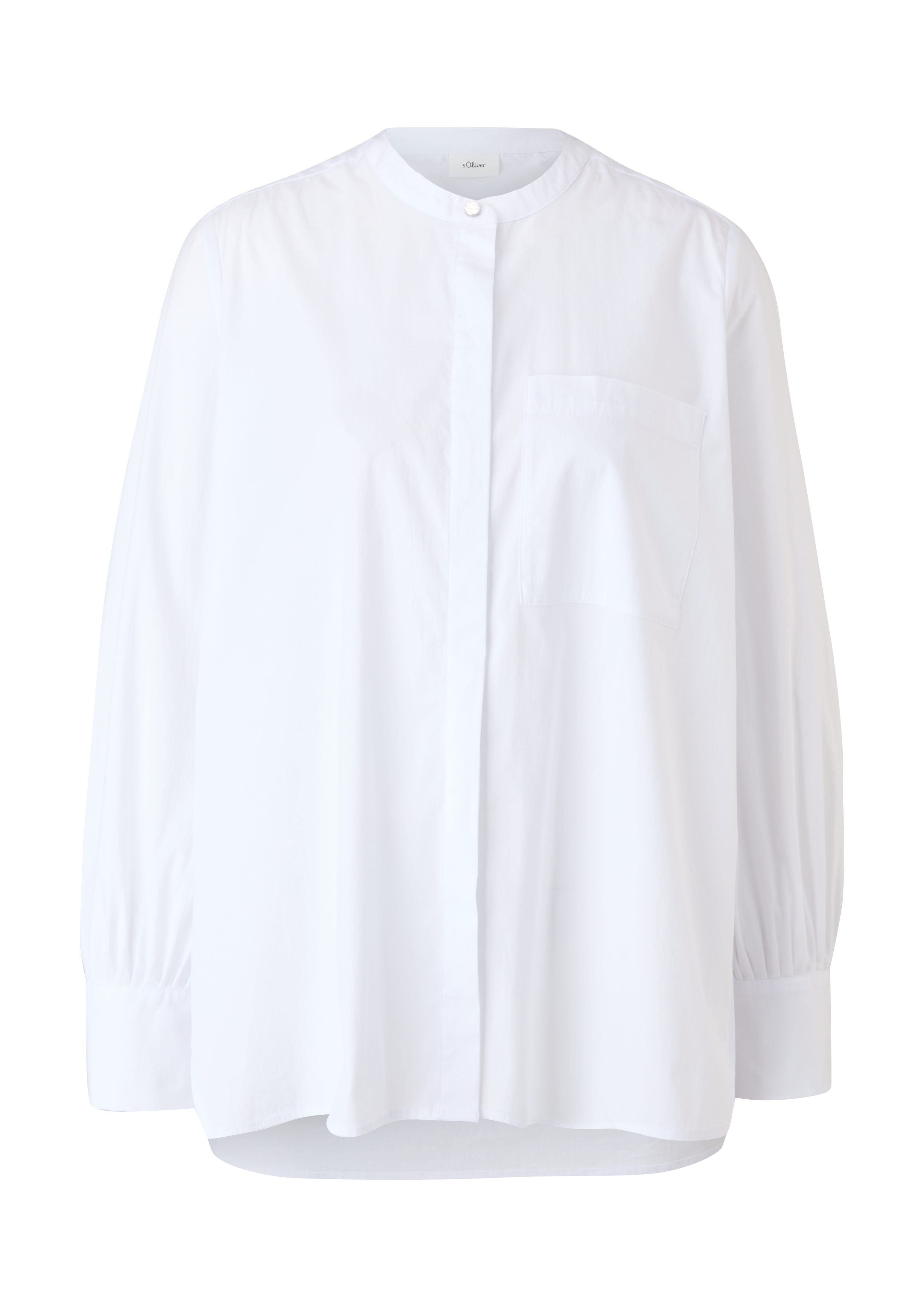 s.Oliver BLACK LABEL Langarmbluse Bluse aus Baumwollstretch Raffung