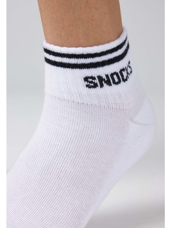 SNOCKS Retro Sneaker Socken aus Bio-Baumwolle 4 Paar in Weiß (Streifen) günstig kaufen 47-50