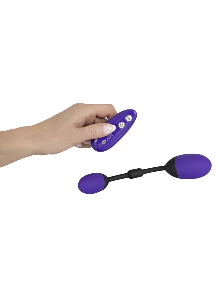 GoGasm vibrierende Liebeskugel Pussy & Ass Balls in lila günstig kaufen 21 cm