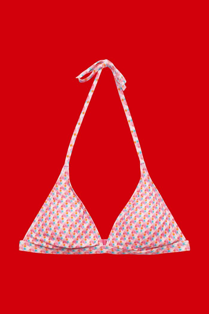 Wattiertes Neckholder-Bikinitop mit Geo-Print