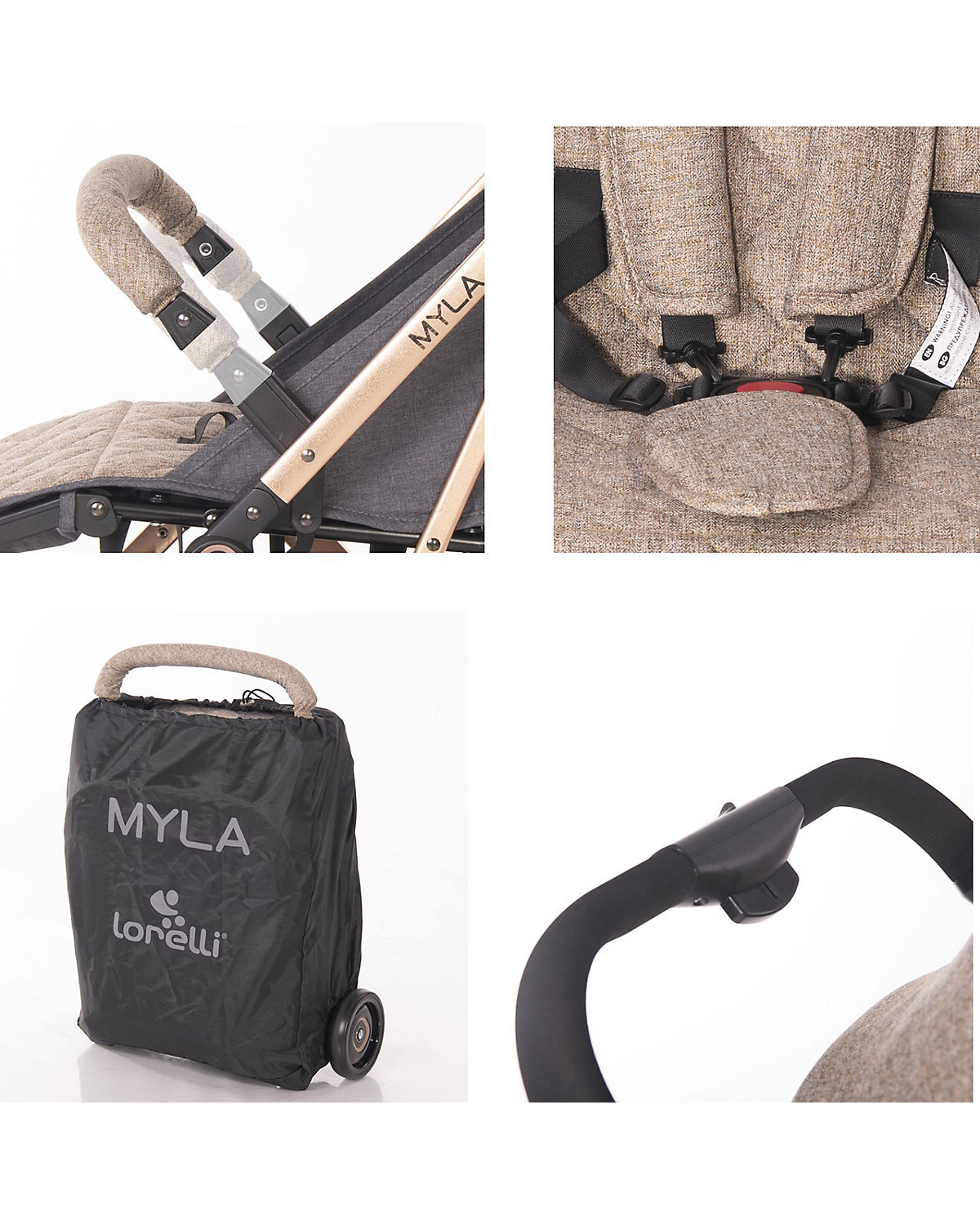 Kinderwagen Myla Aluminiumrahmen Korb Fußsack Buggys