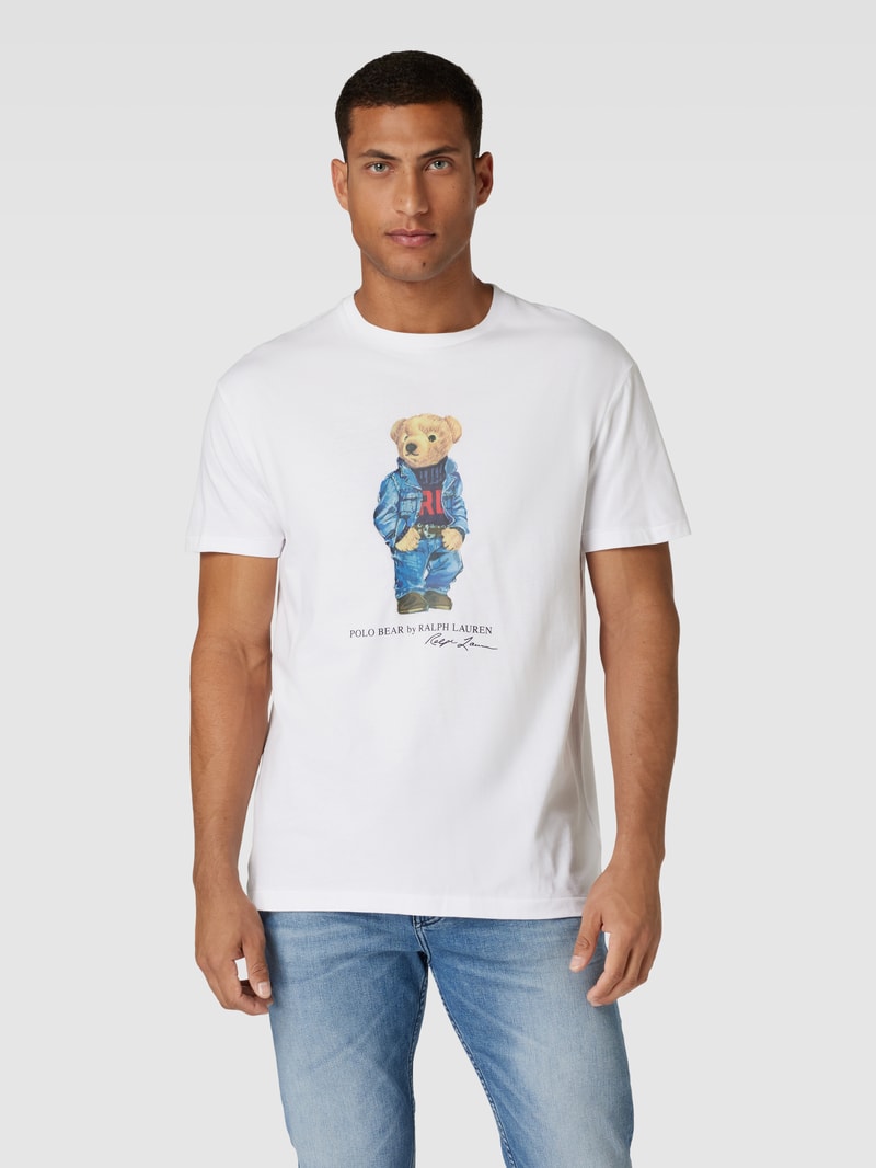 T-Shirt mit Label-Print in weiß