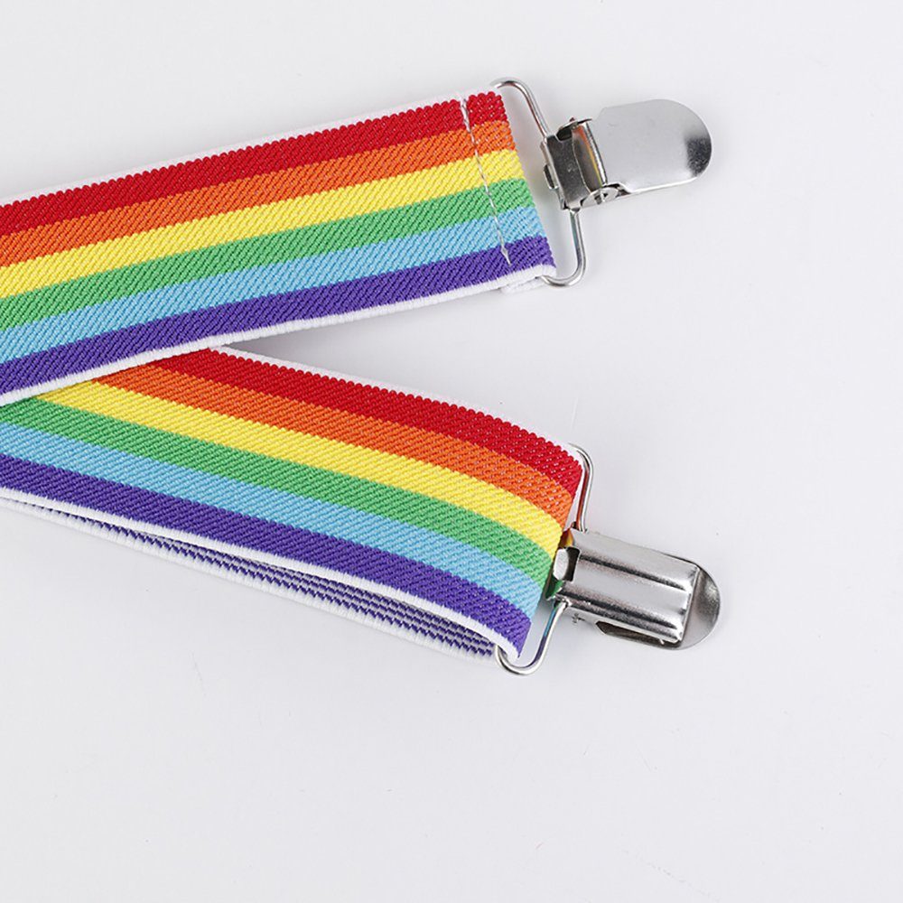 SCOBELT Hosenträger Hosenträger (Regenbogen) (Y-Rücken-Stil verstellbar elastisch mit Metallclips, für Pride, Sommer und Festival Cosplay Party)