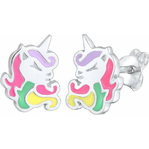Elli Ohrringe Kinder Einhorn Emaille 925 Silber