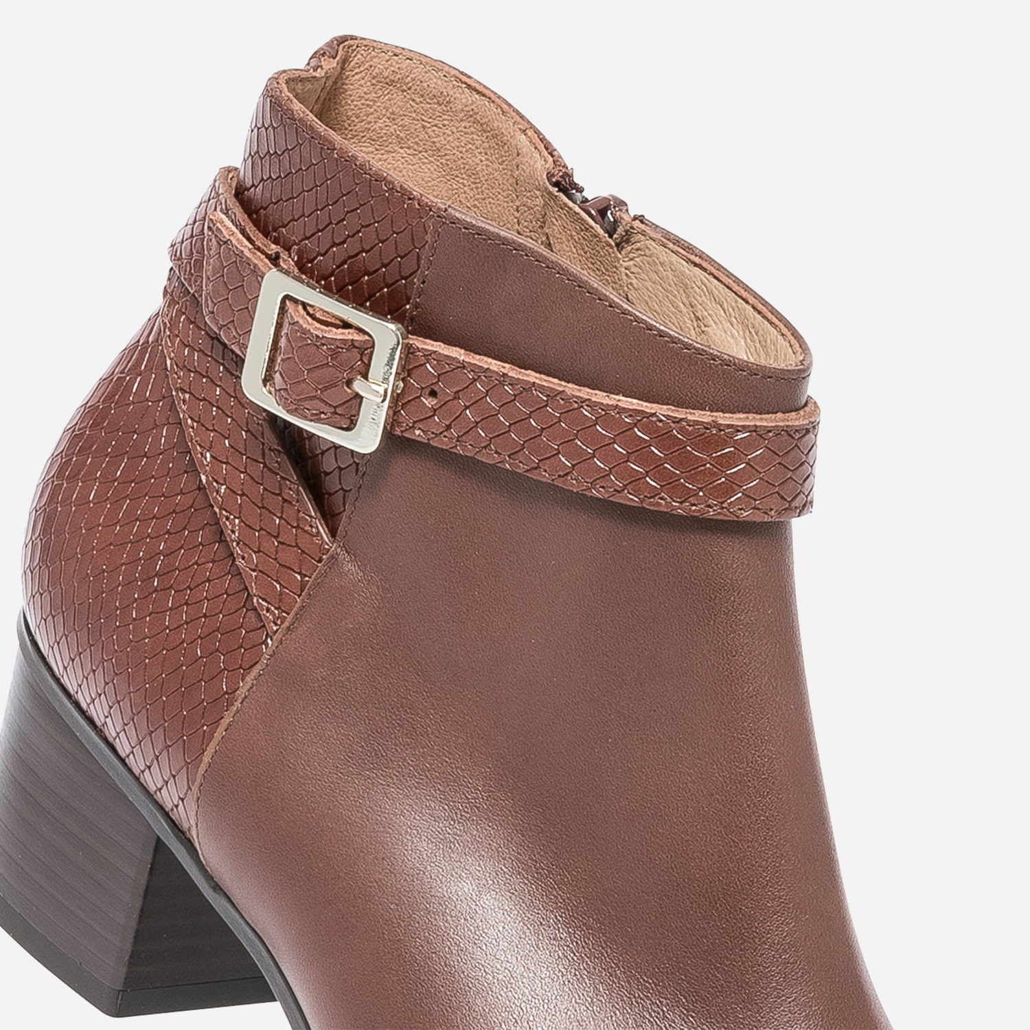 Boots à talon ERAM FLEX cognac cuir embossé