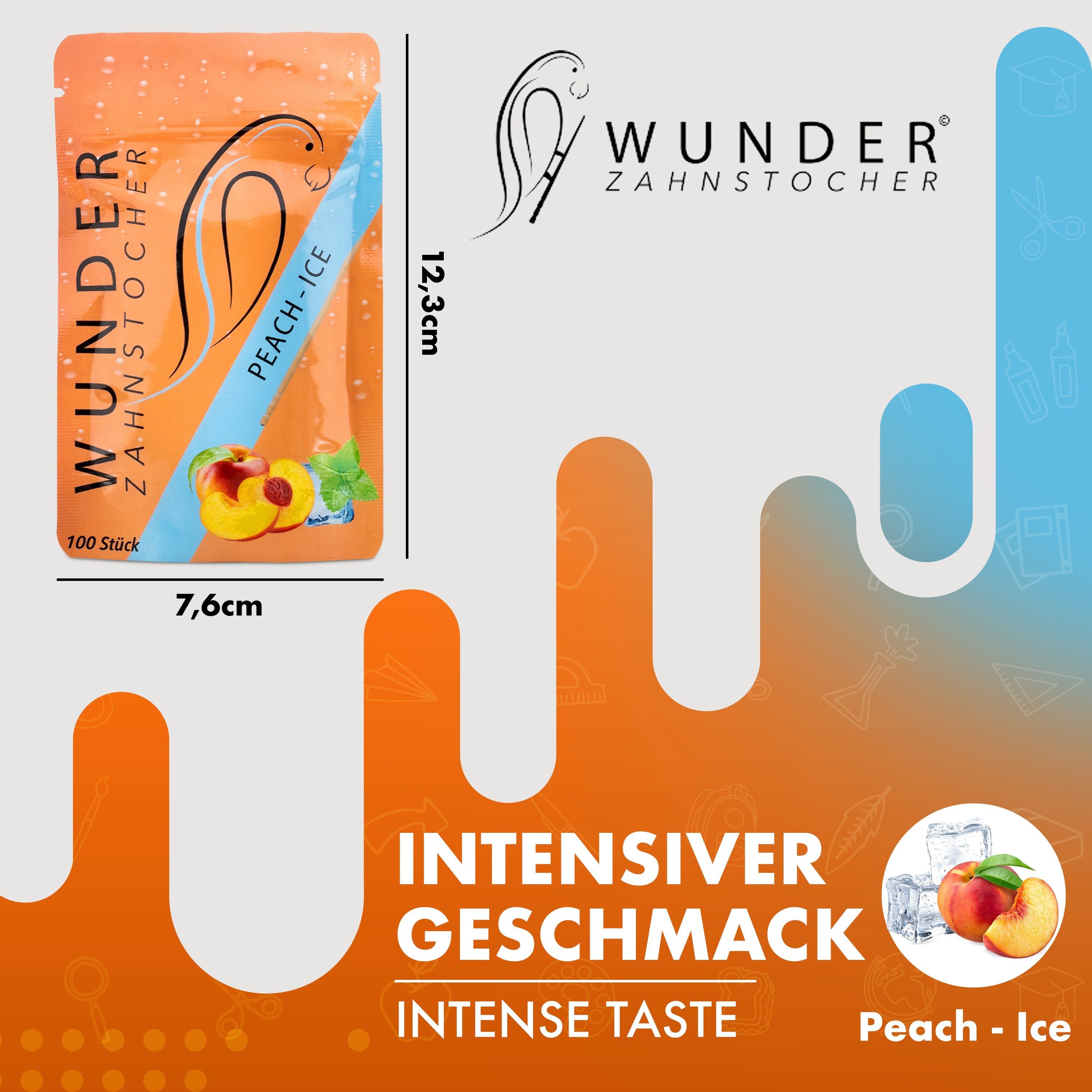 Perfekto24 Mundpflegecenter Wunder Zahnstocher mit Geschmack - 3er Bundle Pfirsich/Ice
