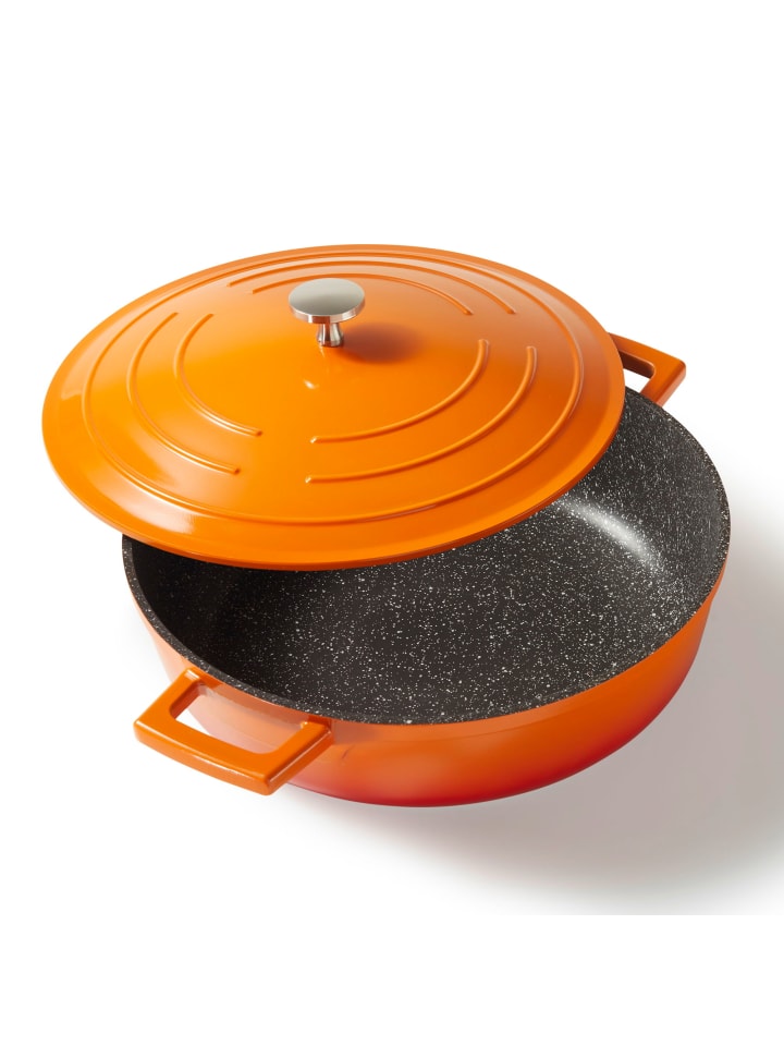 Stoneline Cocotte Bräter Rund 28 cm | mit Deckel in Orange günstig kaufen Ø 28 cm