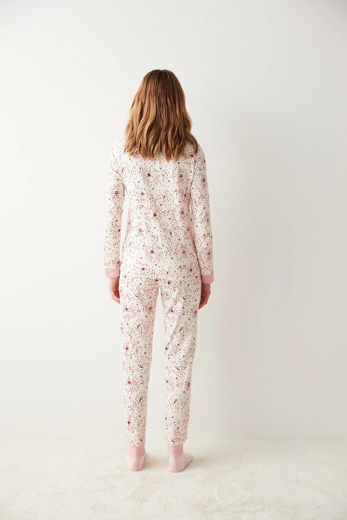 Penti  Ecrufarbenes Galaxy-Thermohosen-Pyjama-Set
