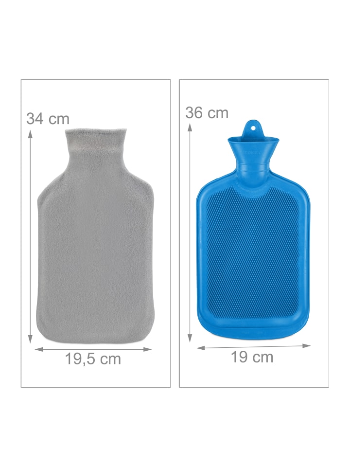 relaxdays Wärmflasche in Blau/ Grau - 2 Liter günstig kaufen onesize