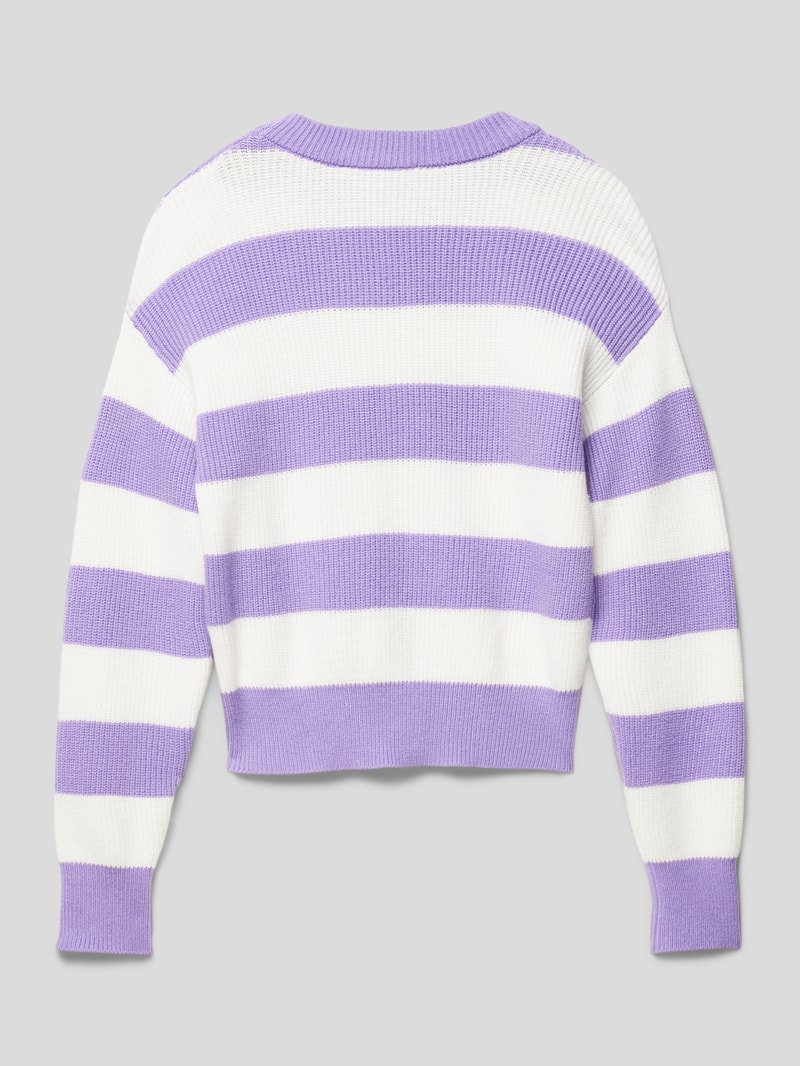 Strickpullover mit Rundhalsausschnitt in flieder