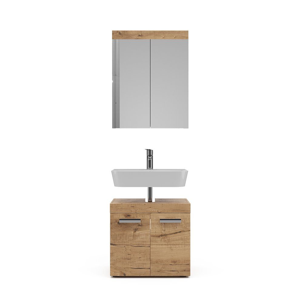 Vicco Badezimmer-Set Badezimmerset LUNA Eiche Wotan Set 1, (2-St., 2-er Set)