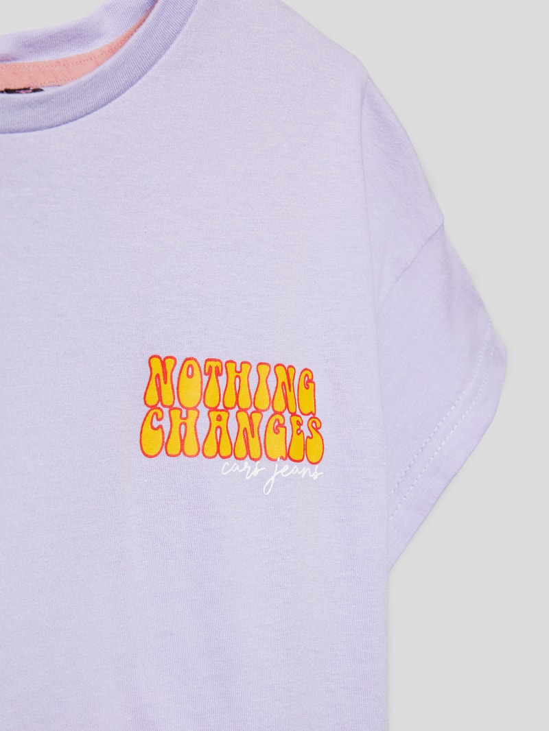 T-Shirt mit Statement-Print Modell 'Fajah' in flieder