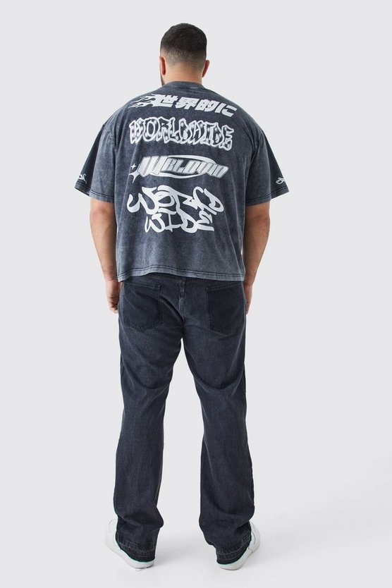 Plus Slim-Fit Schlagjeans