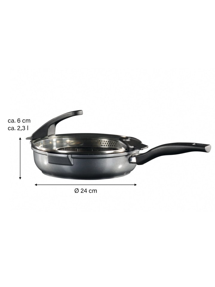 Stoneline Schmorpfanne 24 cm | mit Deckel in Anthrazit günstig kaufen Ø 24cm