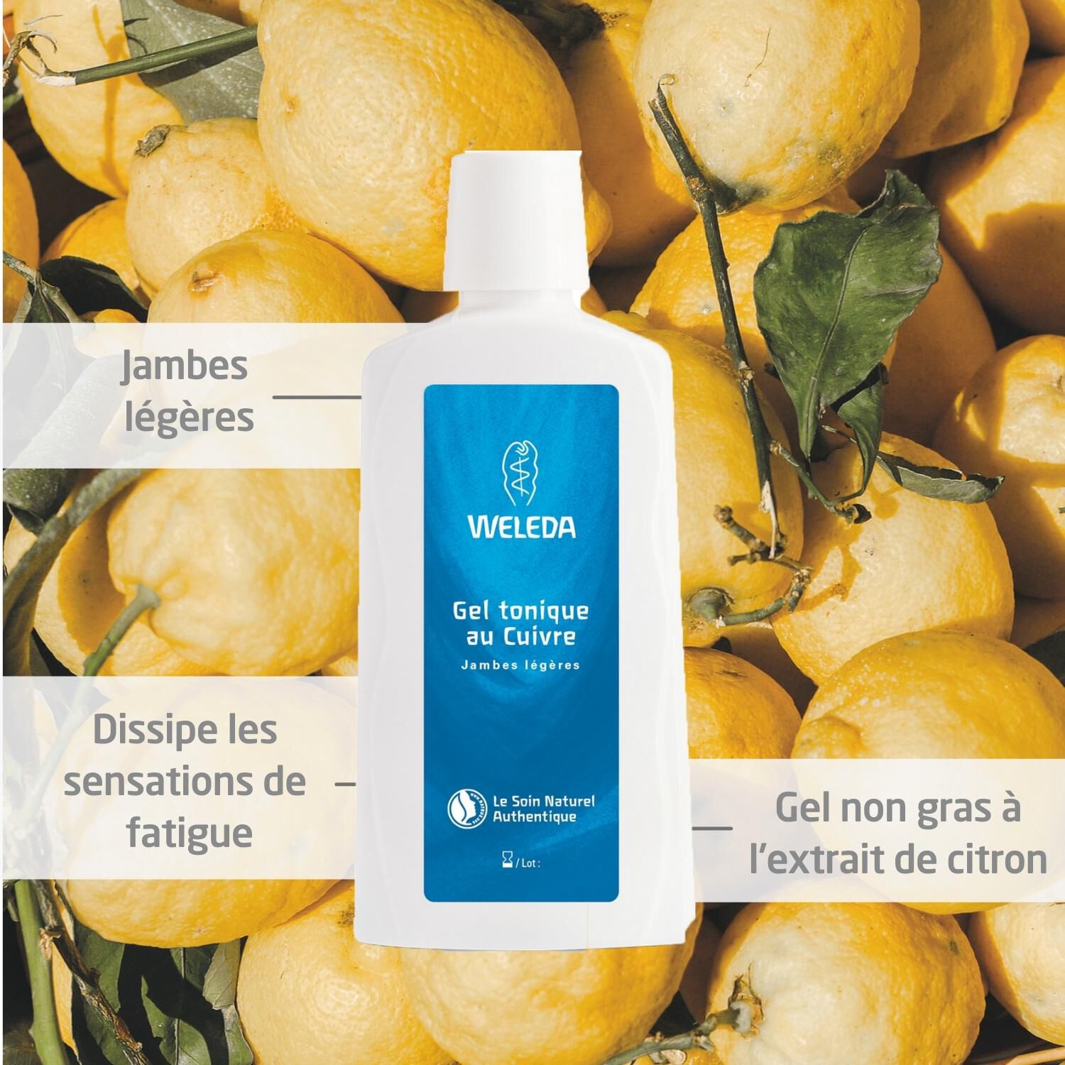 Weleda Jambes Légères Gel Tonique au Cuivre - Parfum Frais et Fruité - 200 ml
