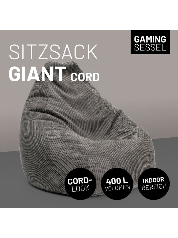 Lumaland LUMALAND Sitzsack GIANT aus der Cord-Reihe, 135 x 100 cm - Bezug soft & waschbar günstig kaufen onesize