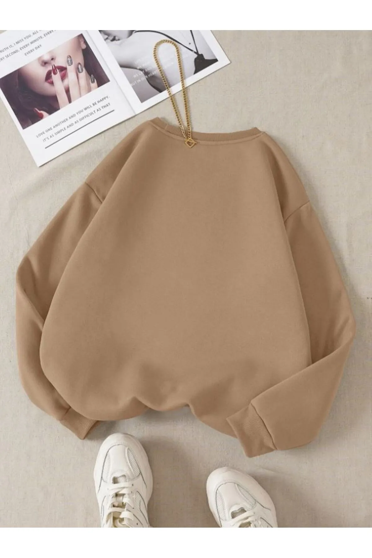 Know  Nerzfarbenes, schlichtes Damen-Sweatshirt mit Rundhalsausschnitt