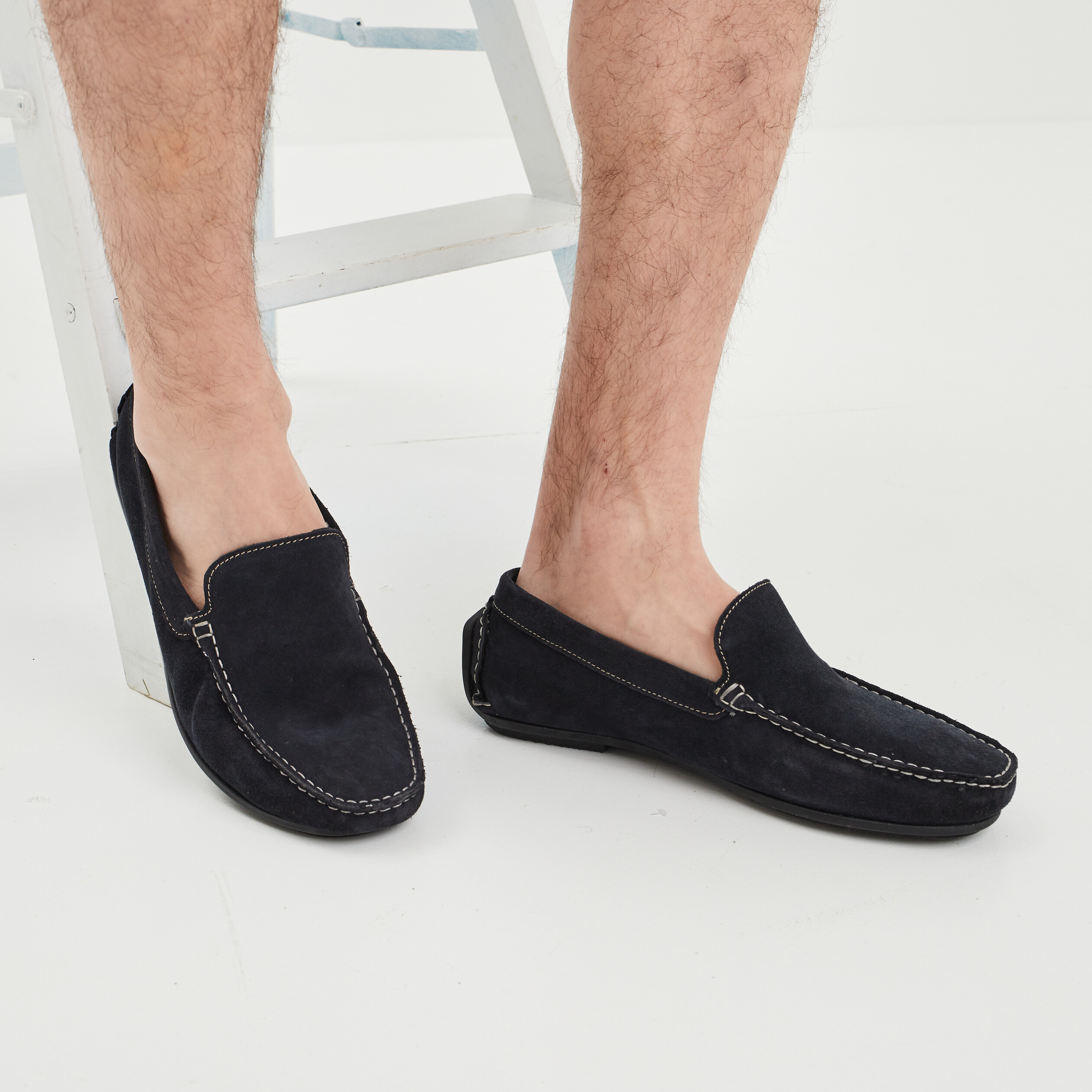 Mocassins en cuir bleu marine homme | La Halle