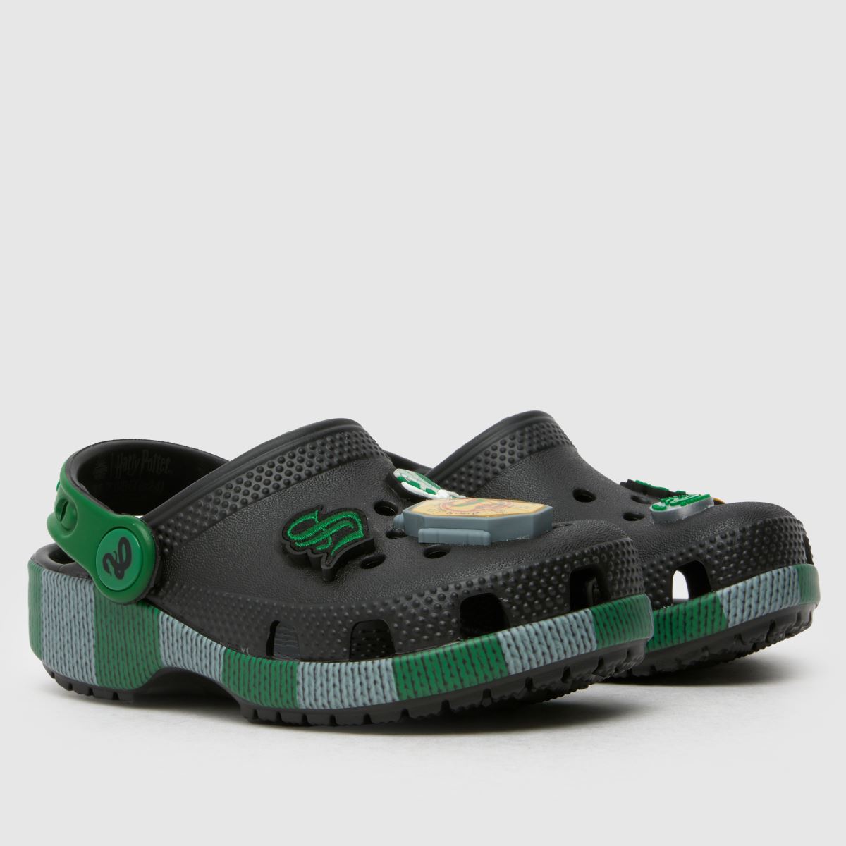Crocs svarta och gröna Slytherin träskor för småbarn
