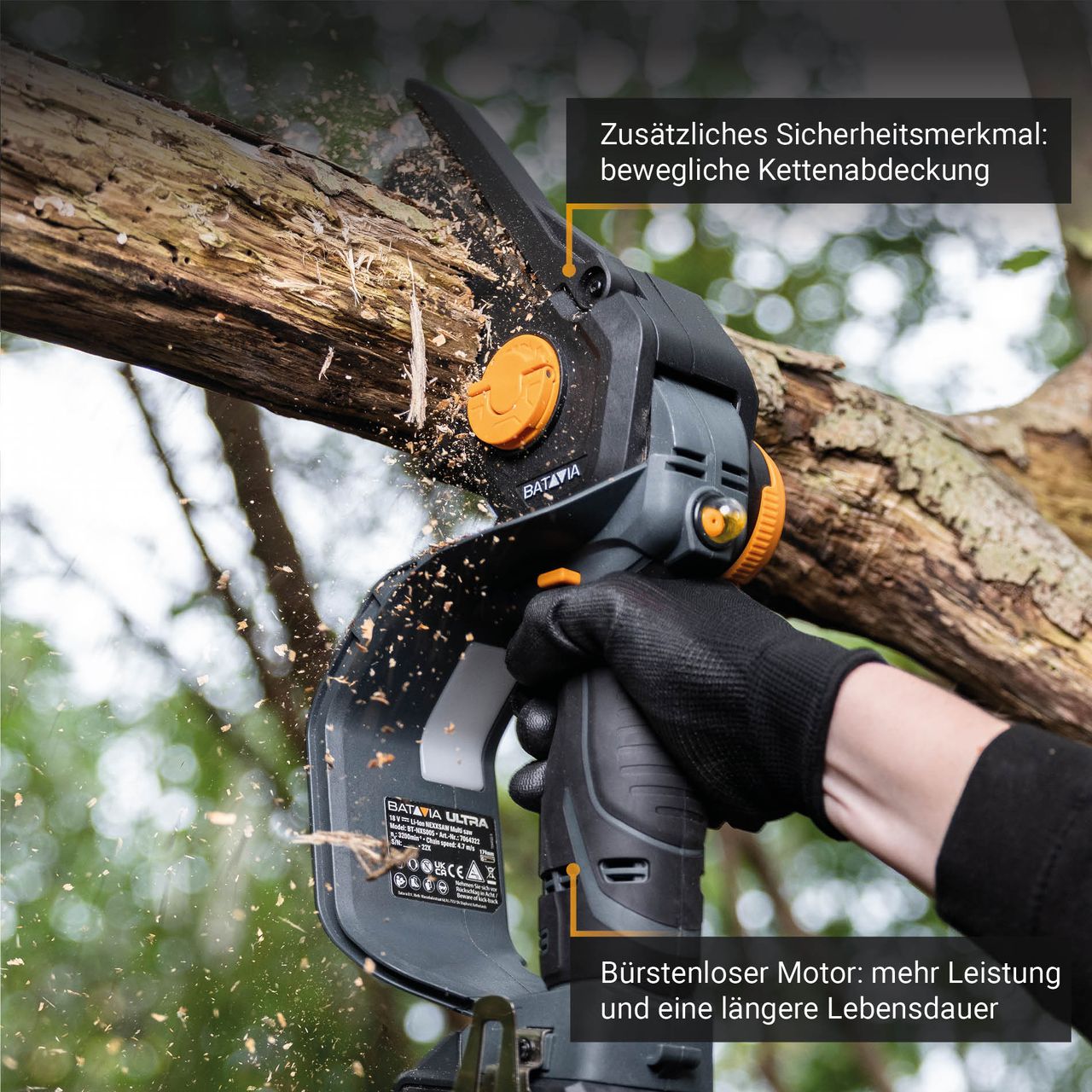 Batavia Nexxsaw V3 ULTRA 18V Brushless Akku-Einhand-Kettensäge 7' SET