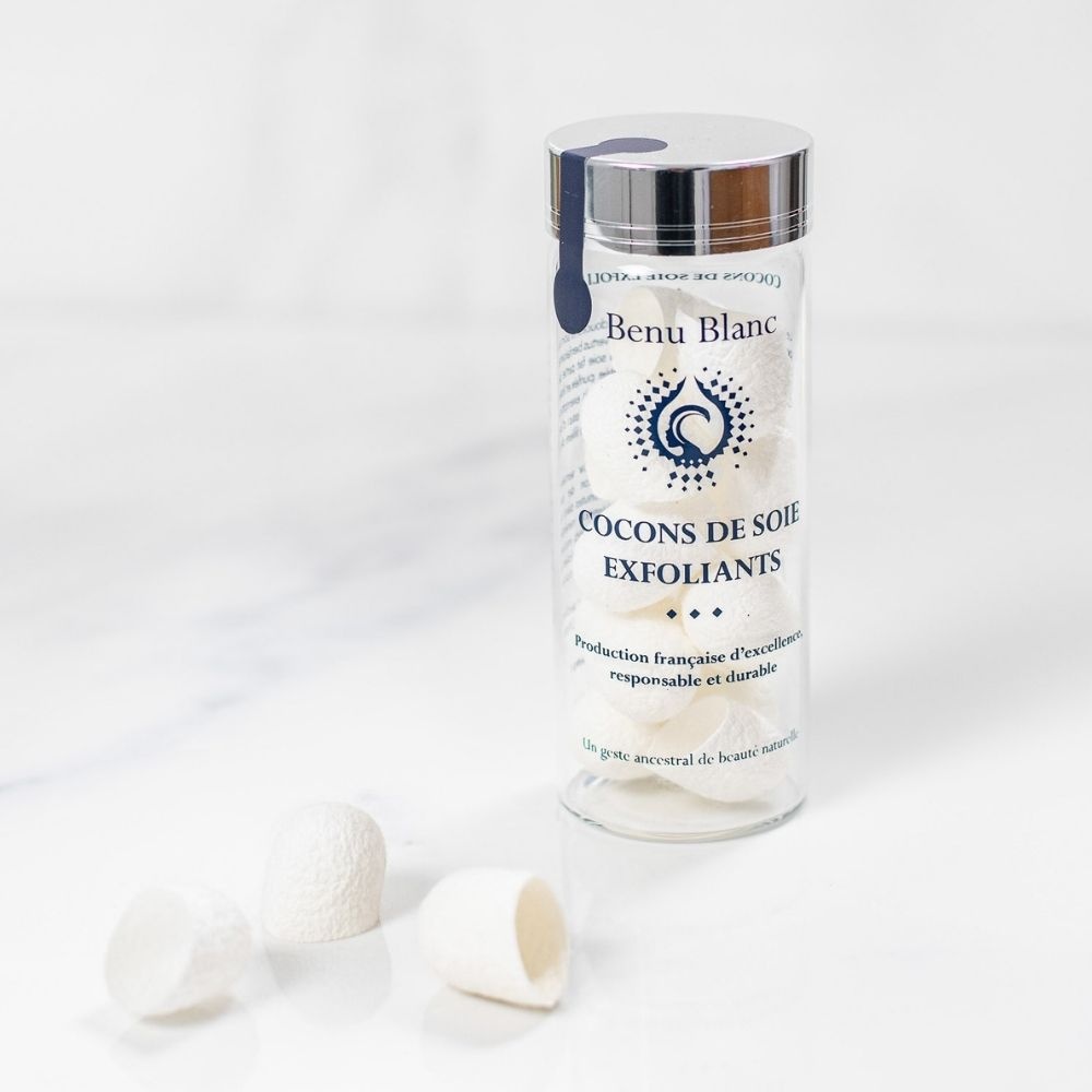 benu blanc Cocons de soie exfoliants Cocons de soie français