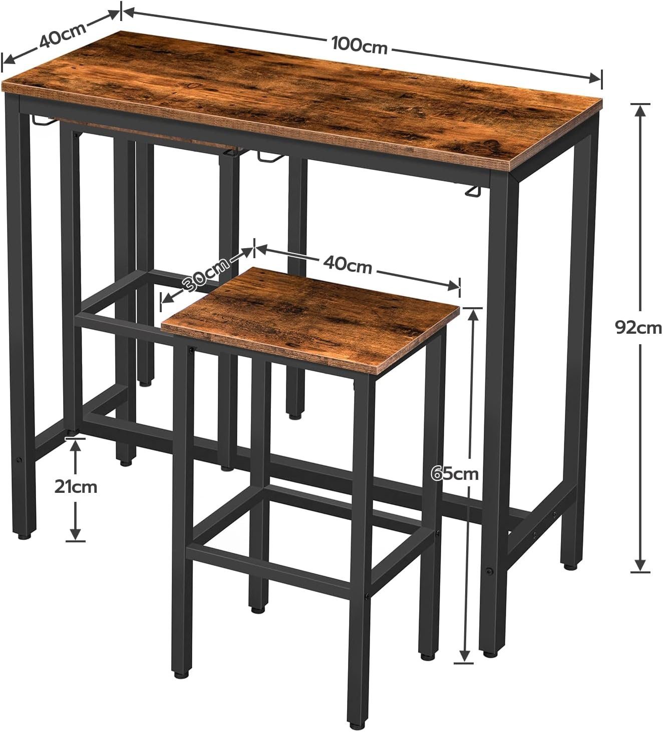 Hoobro Bartisch Bartisch mit Barhocker Set, 100 cm rechteckiger Stehtisch Esstisch-Set