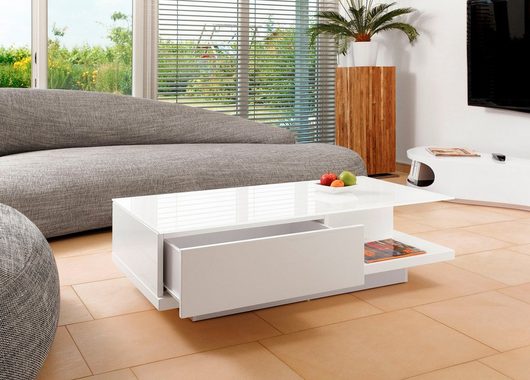 SalesFever Couchtisch, mit Tischplatte aus gehärtetem Kristallglas